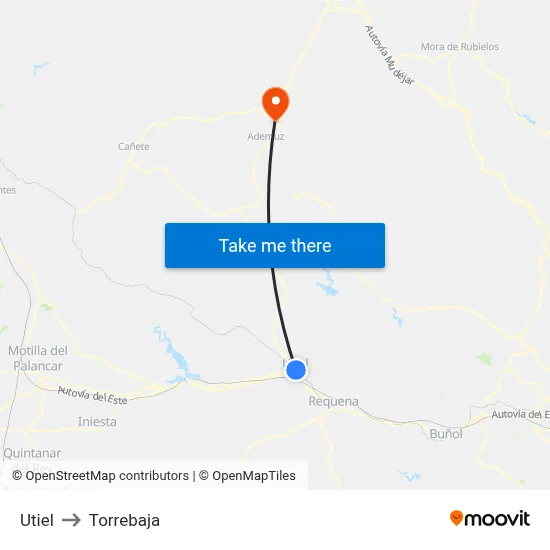 Utiel to Torrebaja map