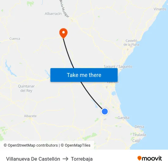 Villanueva De Castellón to Torrebaja map