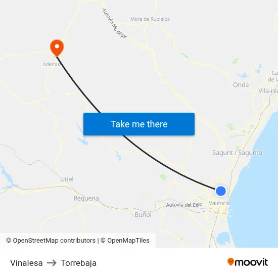 Vinalesa to Torrebaja map