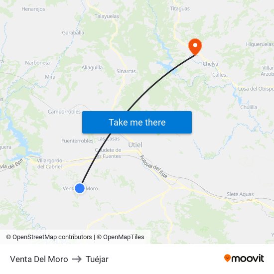 Venta Del Moro to Tuéjar map