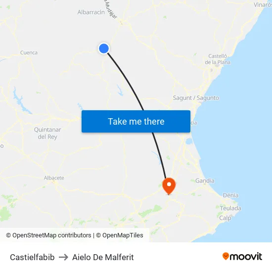 Castielfabib to Aielo De Malferit map