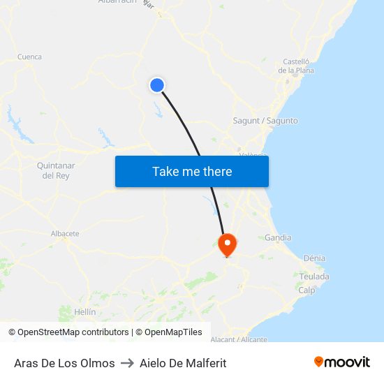 Aras De Los Olmos to Aielo De Malferit map