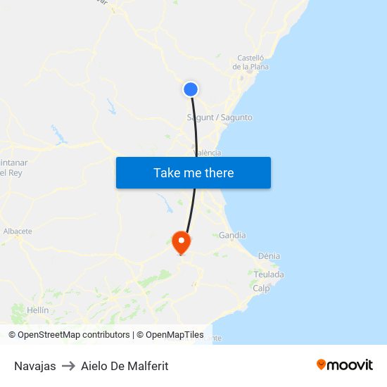 Navajas to Aielo De Malferit map