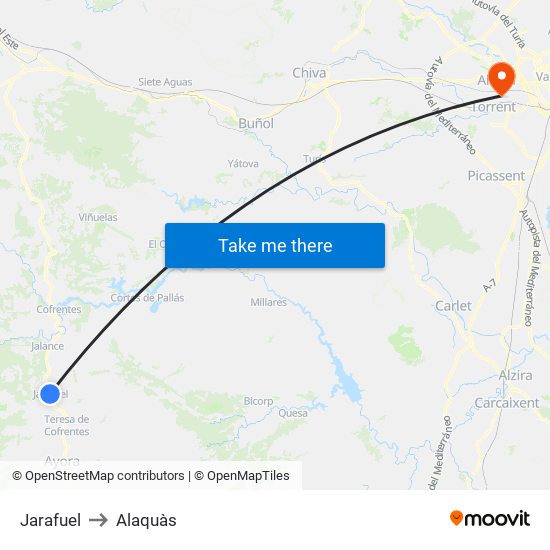 Jarafuel to Alaquàs map