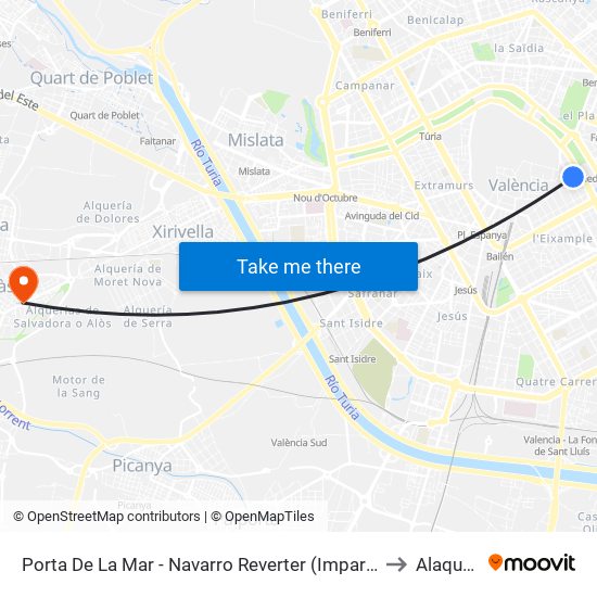 Porta De La Mar - Navarro Reverter (Imparell) to Alaquàs map