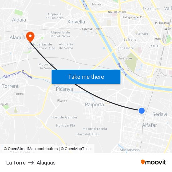 La Torre to Alaquàs map