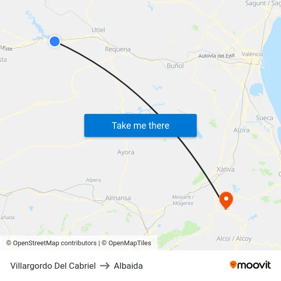 Villargordo Del Cabriel to Albaida map