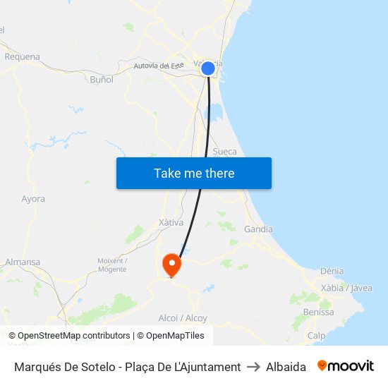 Marqués De Sotelo - Plaça De L'Ajuntament to Albaida map