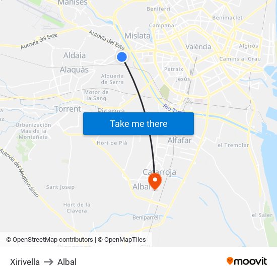 Xirivella to Albal map