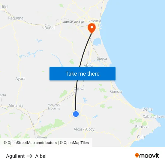 Agullent to Albal map