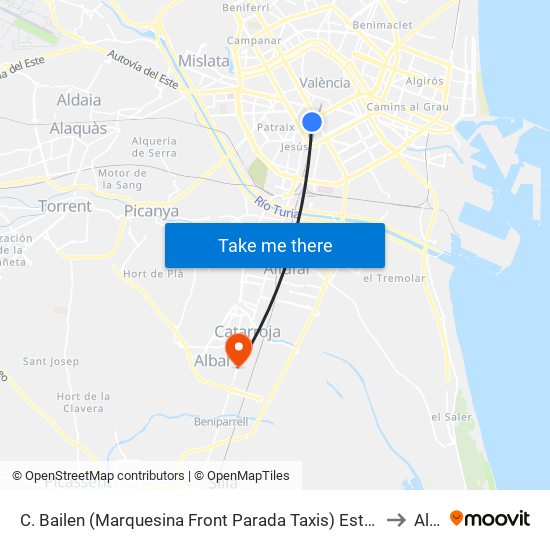 C. Bailen (Marquesina Front Parada Taxis) Estació Ave [València] to Albal map