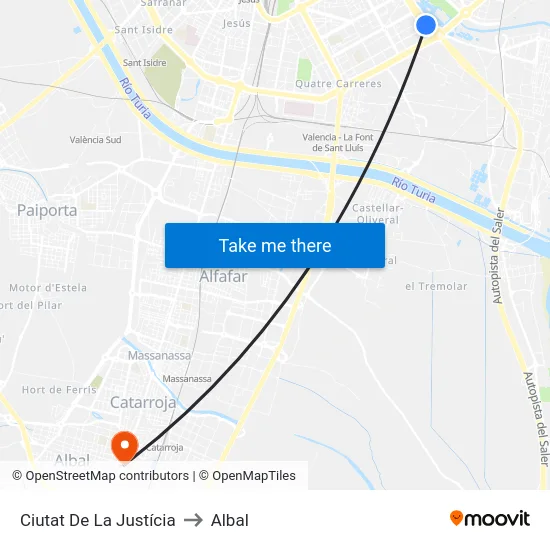 Ciutat De La Justícia to Albal map