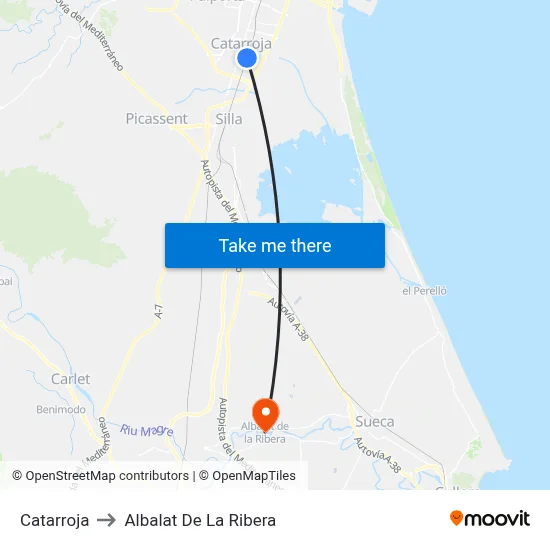 Catarroja to Albalat De La Ribera map
