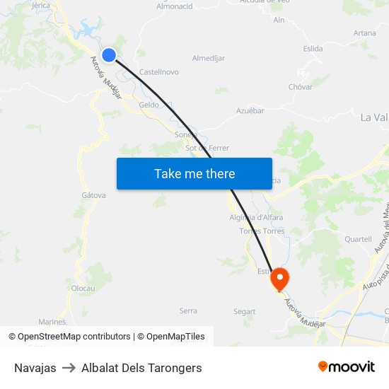 Navajas to Albalat Dels Tarongers map