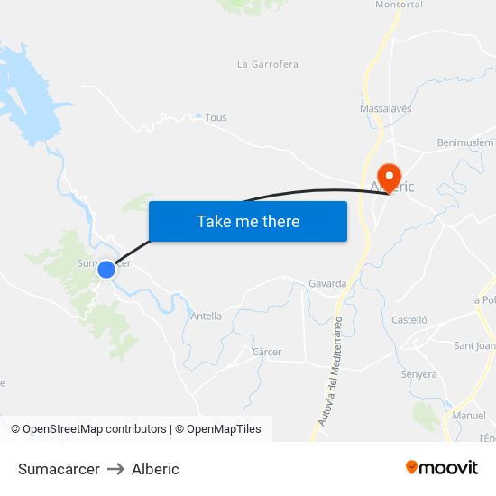 Sumacàrcer to Alberic map
