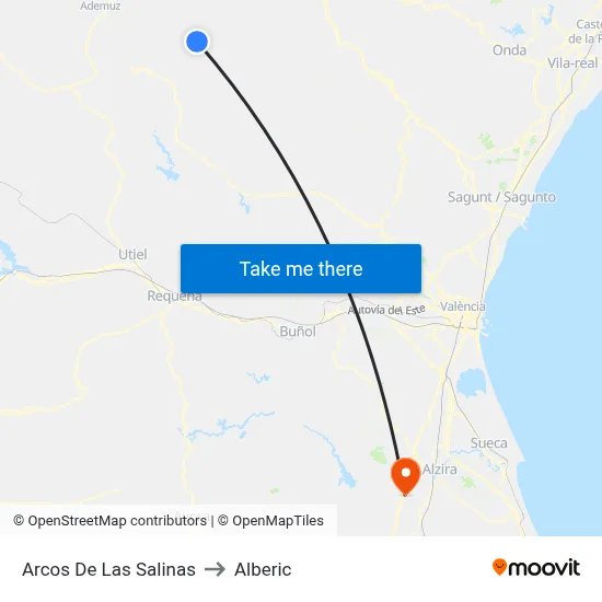 Arcos De Las Salinas to Alberic map