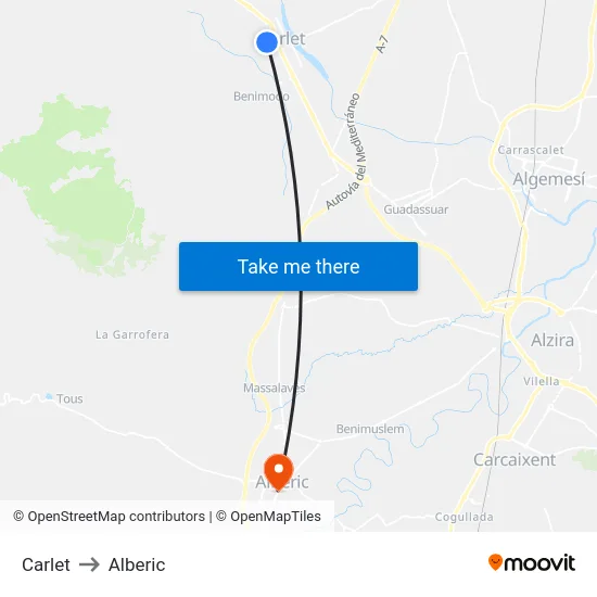 Carlet to Alberic map