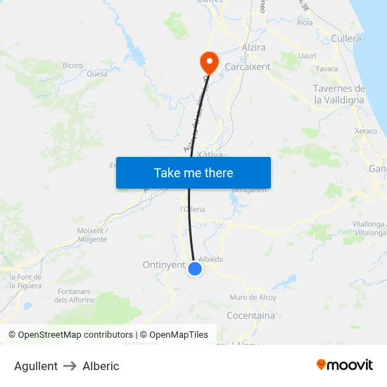 Agullent to Alberic map