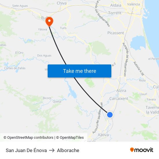 San Juan De Énova to Alborache map