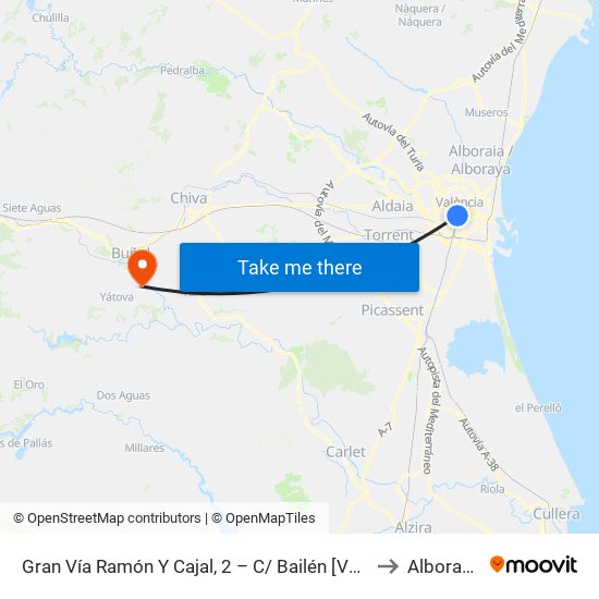 Gran Vía Ramón Y Cajal, 2 – C/ Bailén [València] to Alborache map