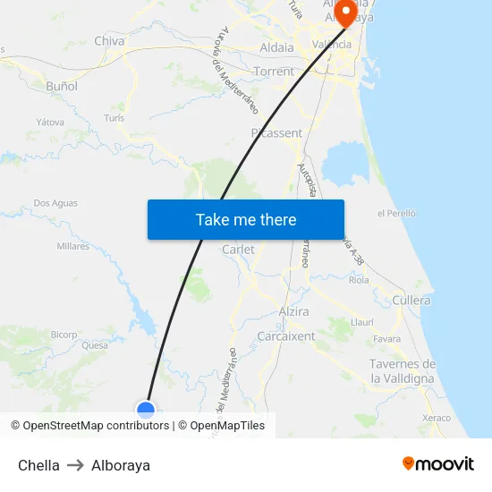 Chella to Alboraya map