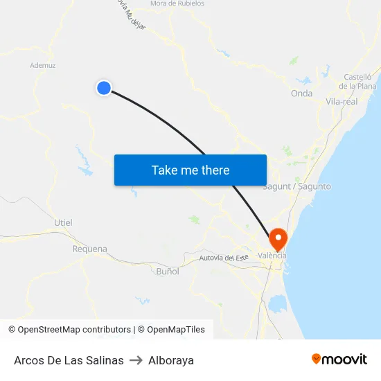 Arcos De Las Salinas to Alboraya map