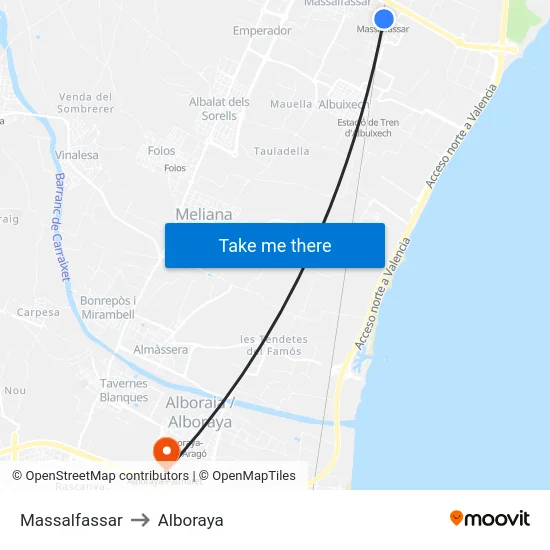 Massalfassar to Alboraya map