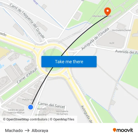 Machado to Alboraya map