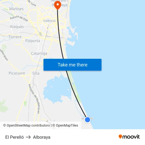 El Perelló to Alboraya map