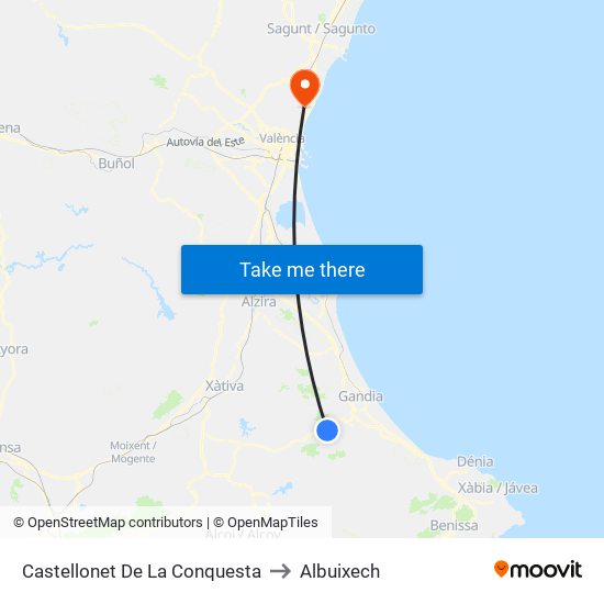 Castellonet De La Conquesta to Albuixech map