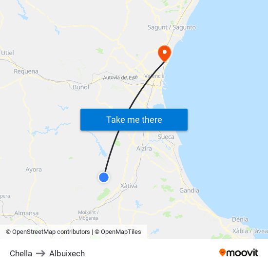 Chella to Albuixech map