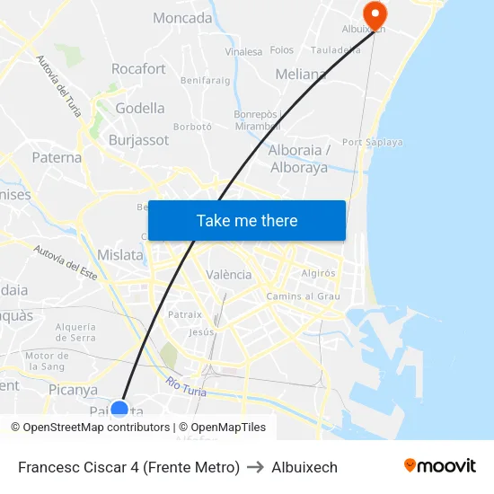 Francesc Ciscar 4 (Frente Metro) to Albuixech map