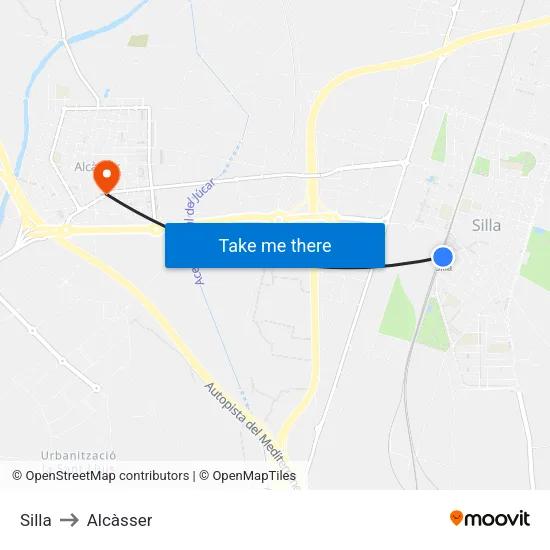 Silla to Alcàsser map