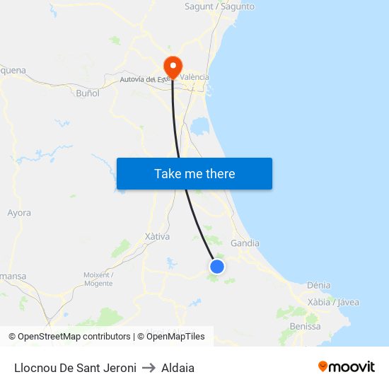Llocnou De Sant Jeroni to Aldaia map