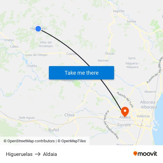 Higueruelas to Aldaia map