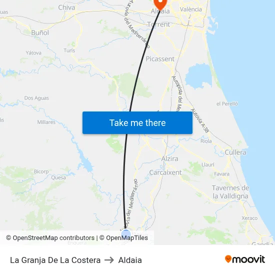 La Granja De La Costera to Aldaia map
