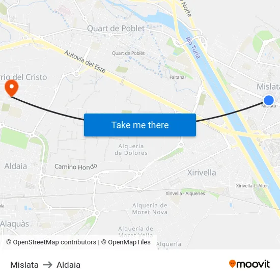 Mislata to Aldaia map