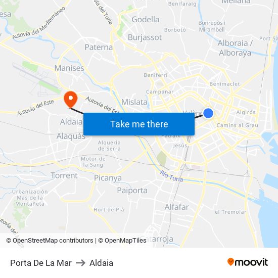 Porta De La Mar to Aldaia map