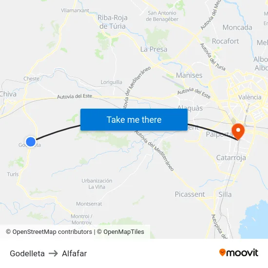 Godelleta to Alfafar map