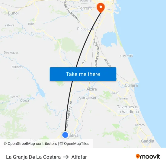 La Granja De La Costera to Alfafar map