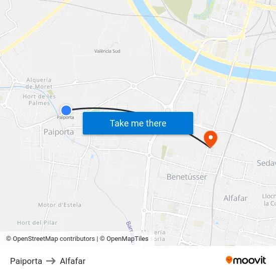 Paiporta to Alfafar map