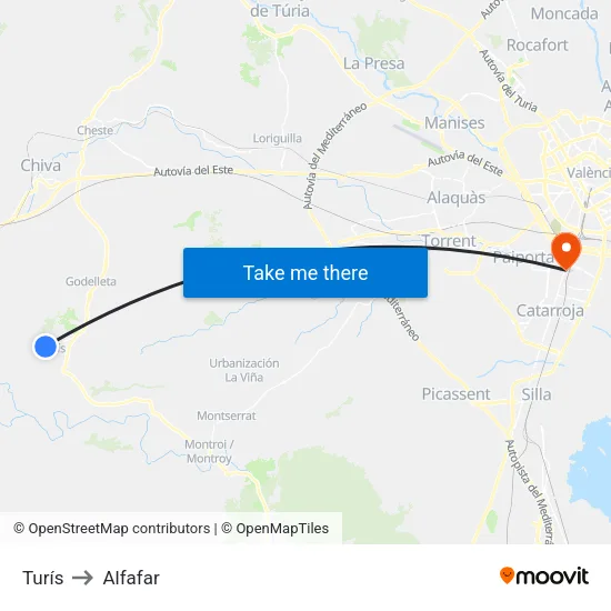 Turís to Alfafar map