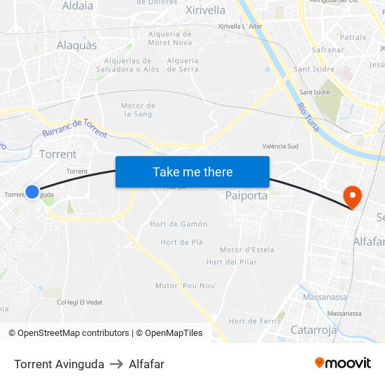 Torrent Avinguda to Alfafar map