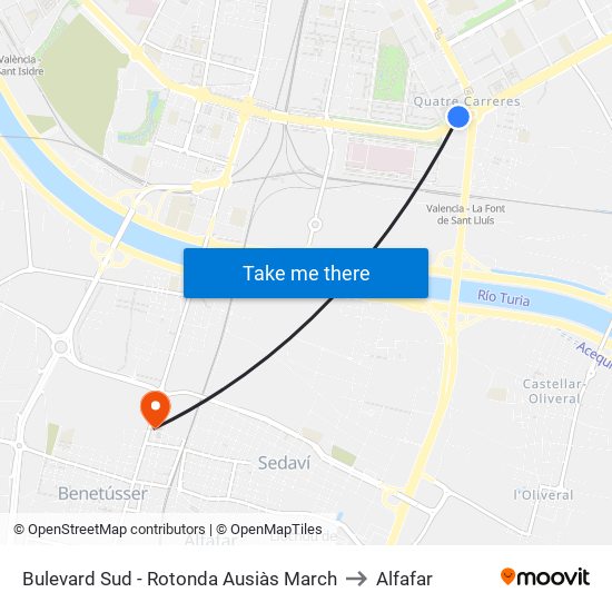 Bulevard Sud - Rotonda Ausiàs March to Alfafar map