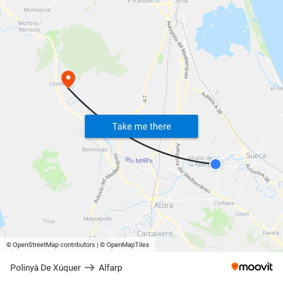 Polinyà De Xúquer to Alfarp map