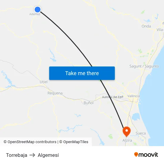 Torrebaja to Algemesí map