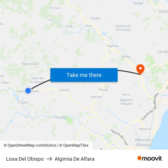 Losa Del Obispo to Algimia De Alfara map