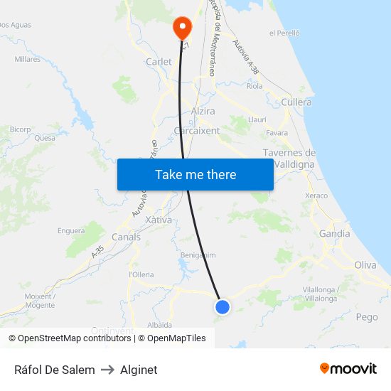 Ráfol De Salem to Alginet map