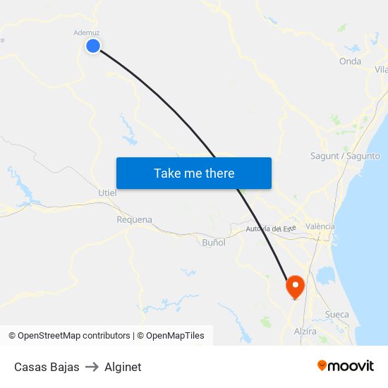 Casas Bajas to Alginet map
