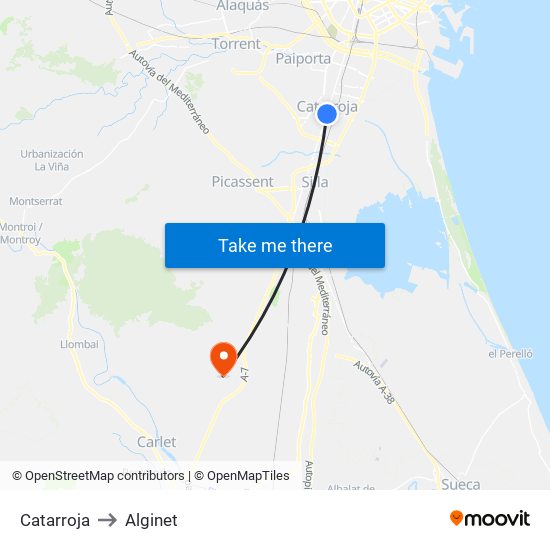 Catarroja to Alginet map